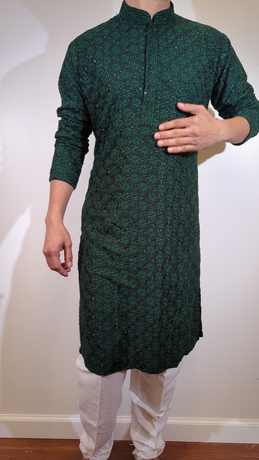 Dark Green Chikan Kurta