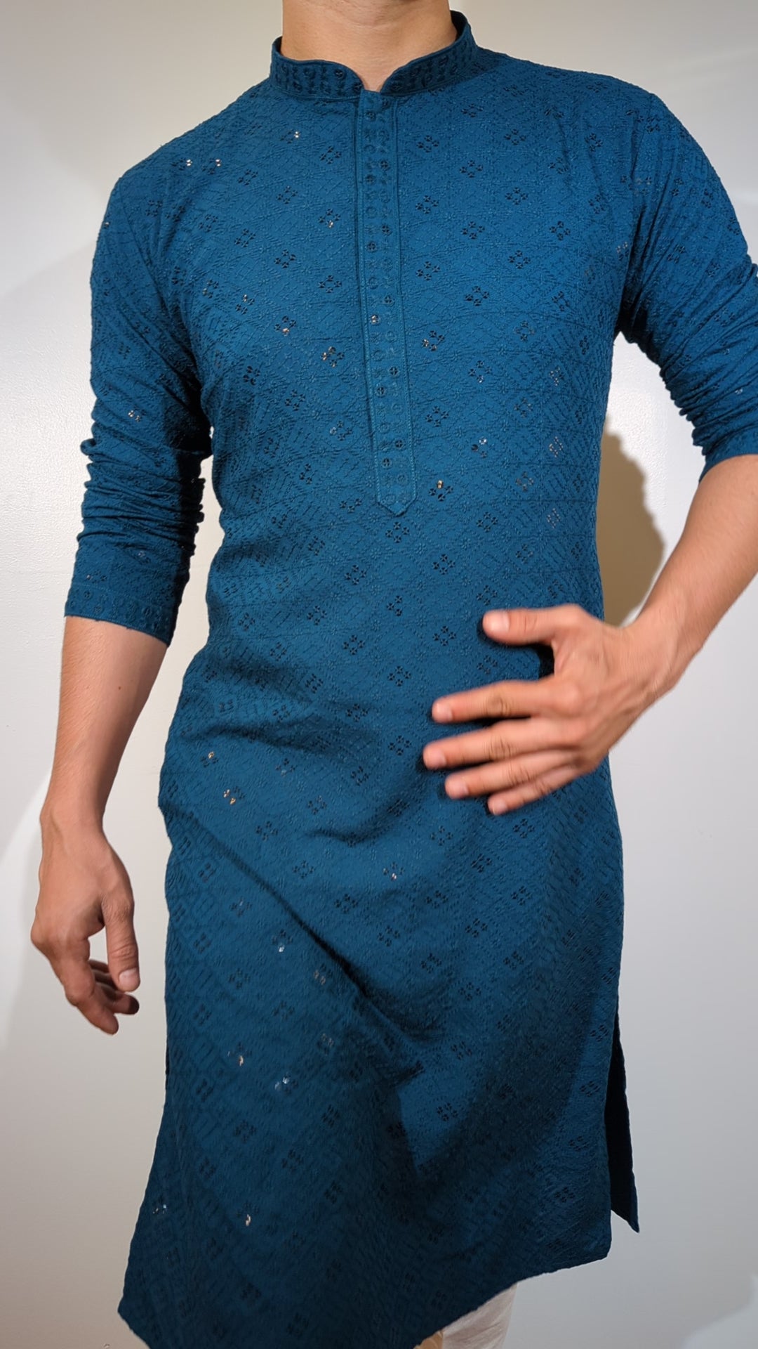 Dark Blue Chikan Kurta