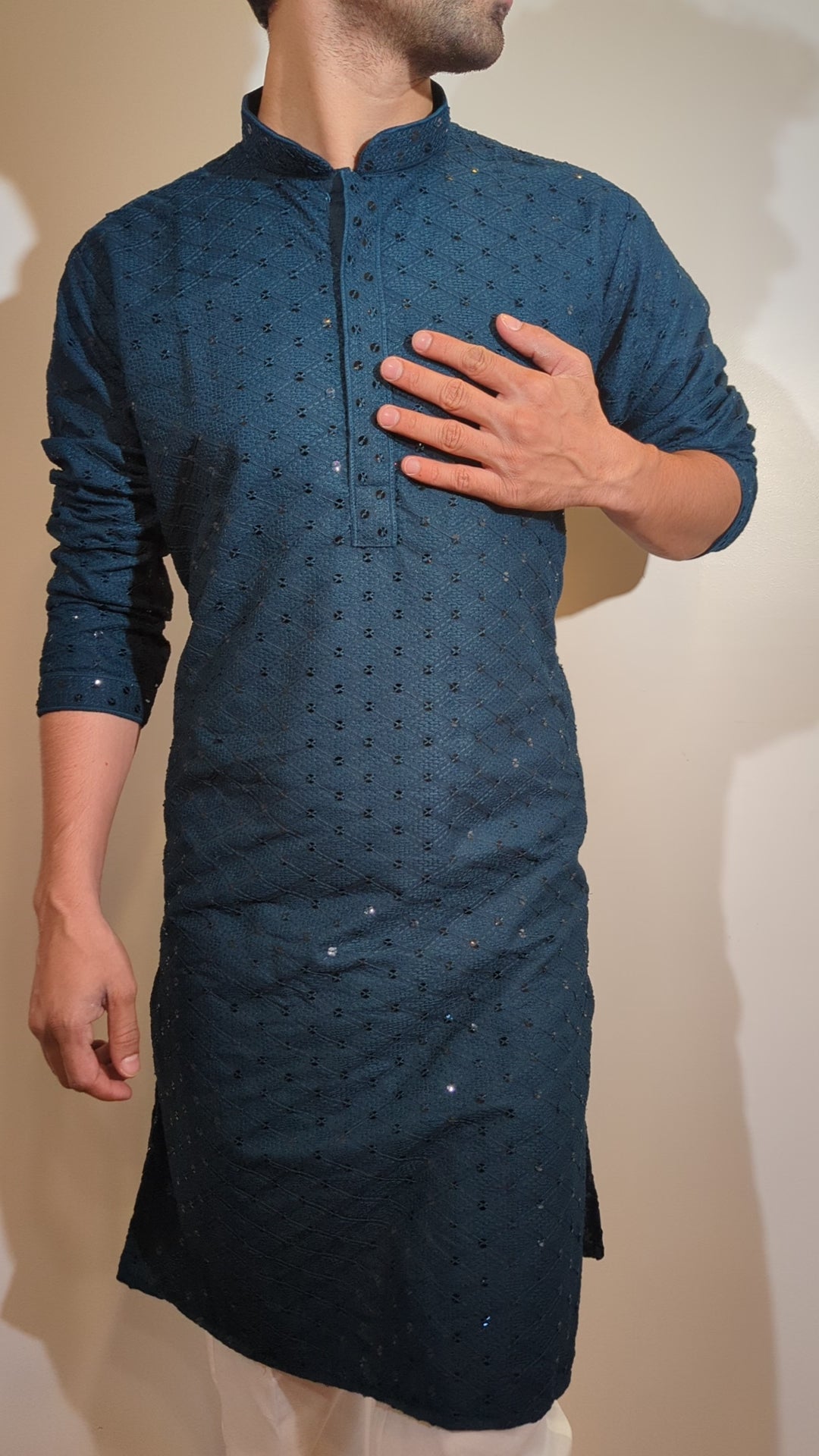 Dark Green Chikan Kurta