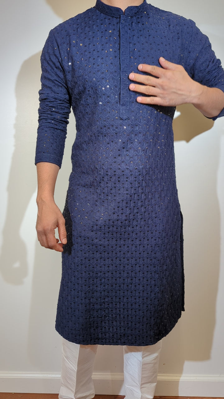 Navy Blue Chikan Kurta