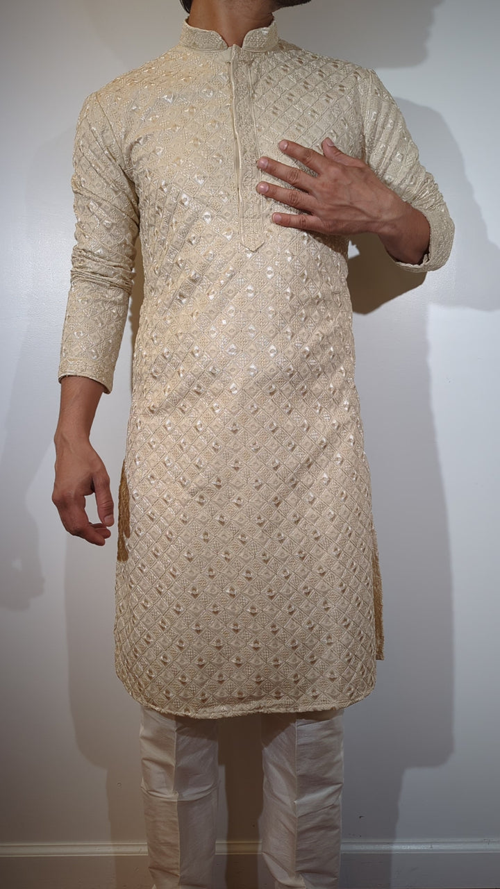 Cream Chikankari Kurta