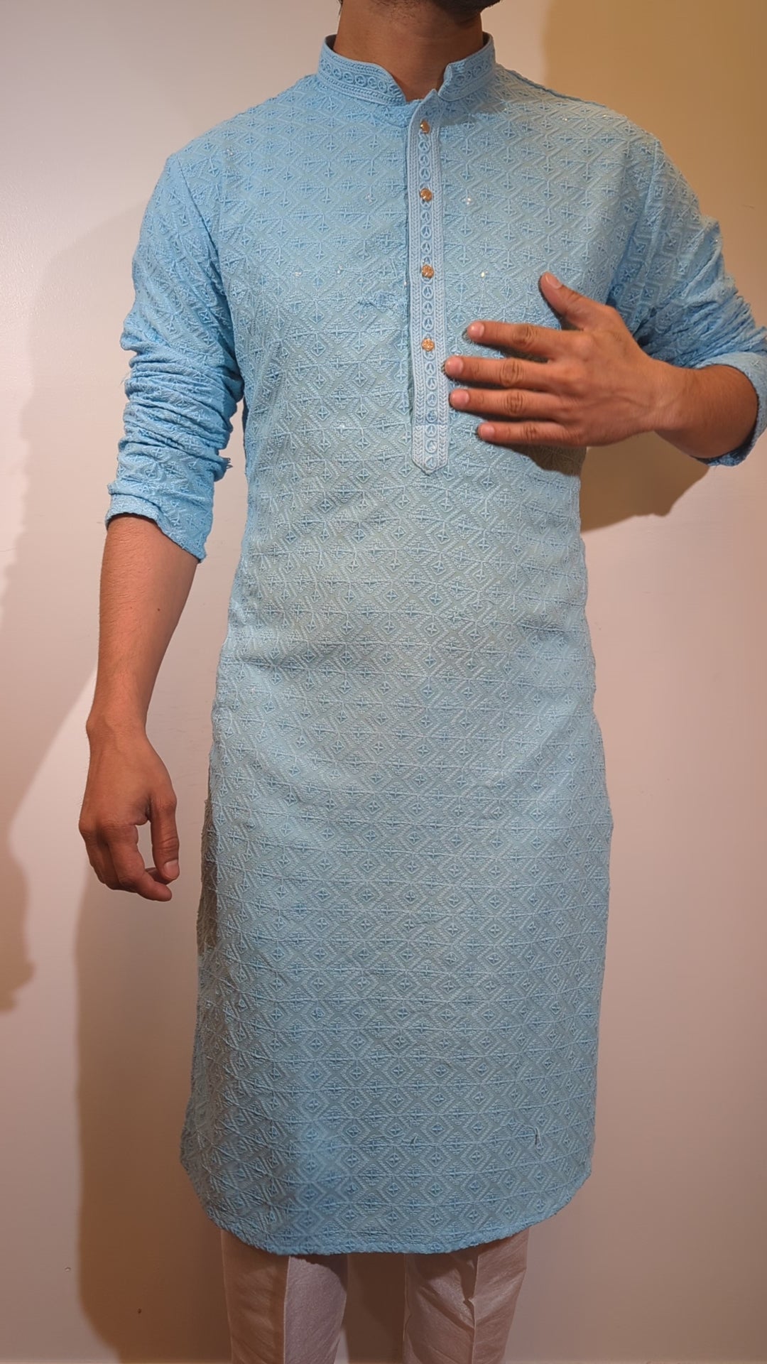 Light Blue Chikan Kurta