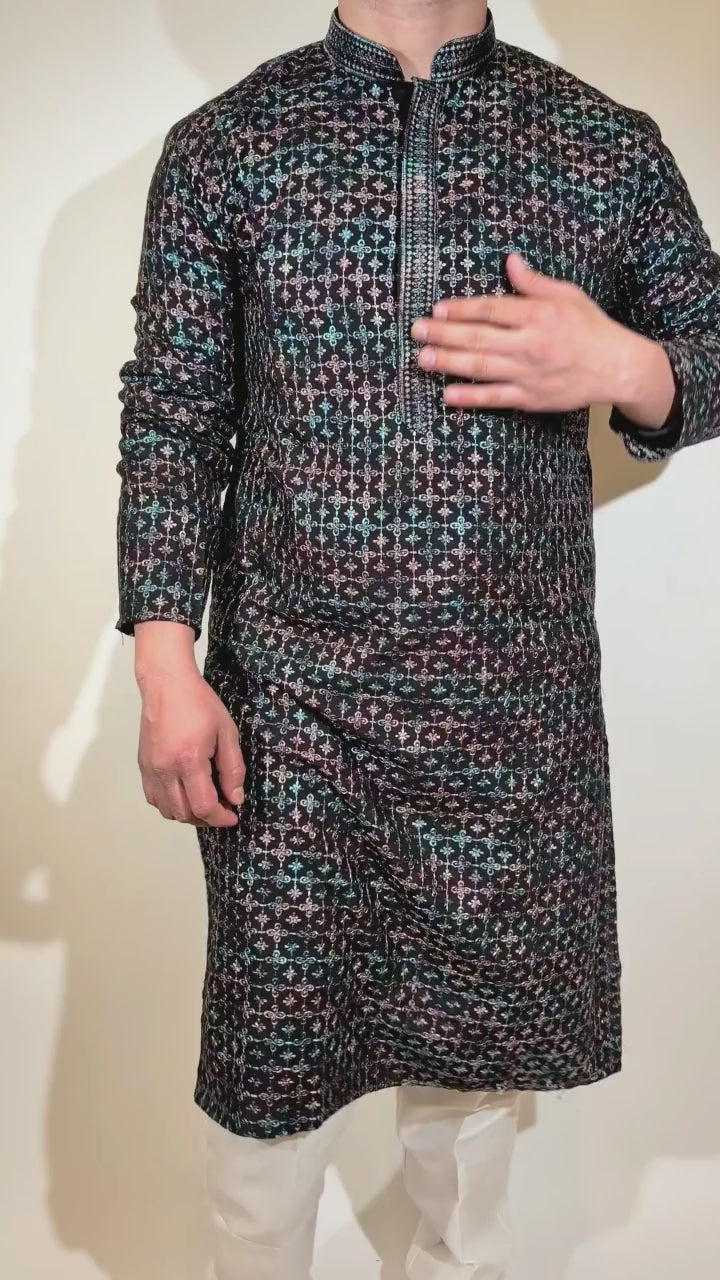 Black Multi-Color Kurta