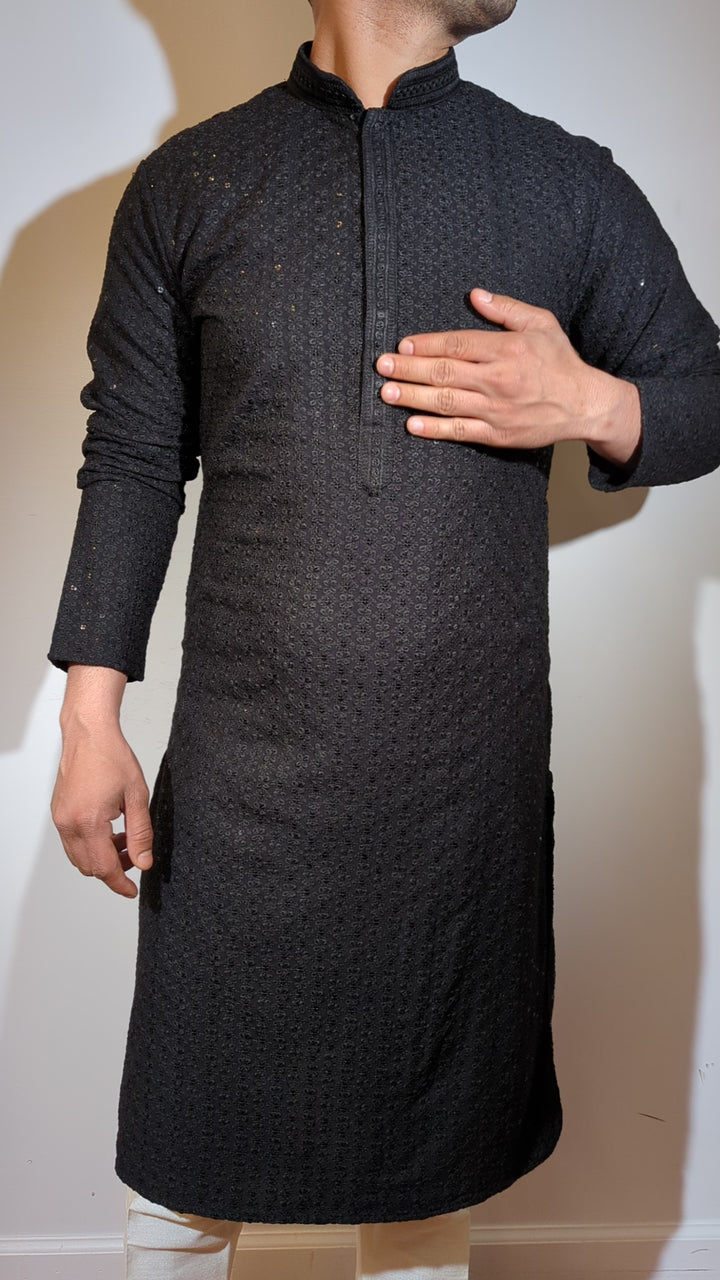 Black Chikankari Kurta