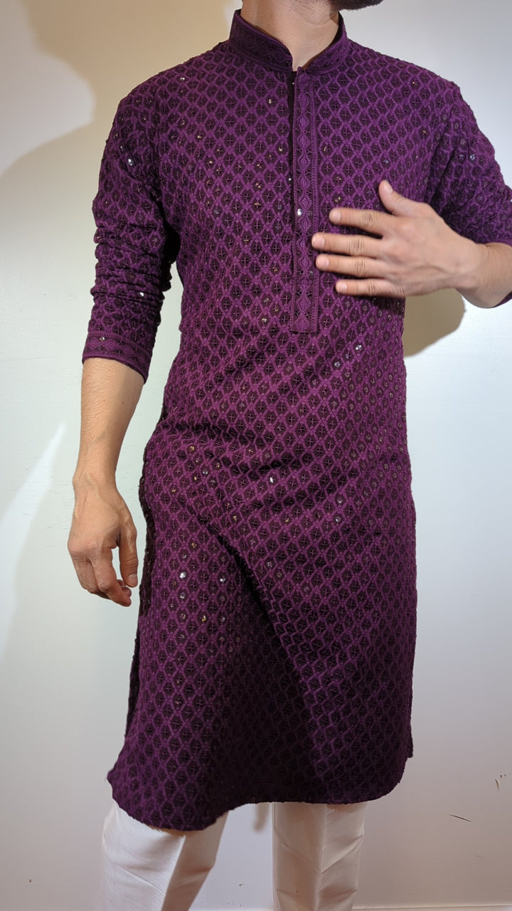 Dark Purple Chikan Kurta