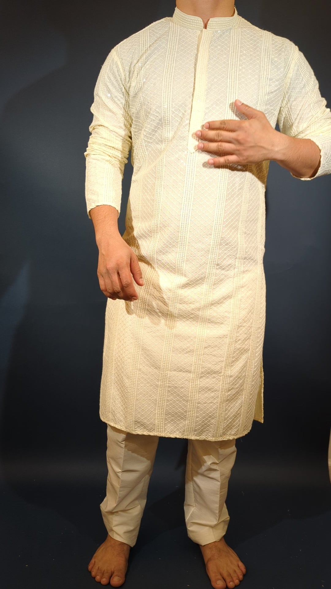 Light Cream Sequin kurta