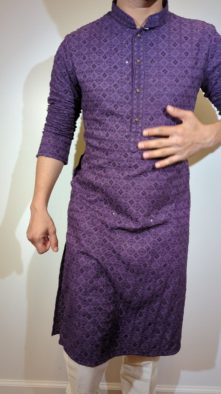 Purple Chikankari Kurta