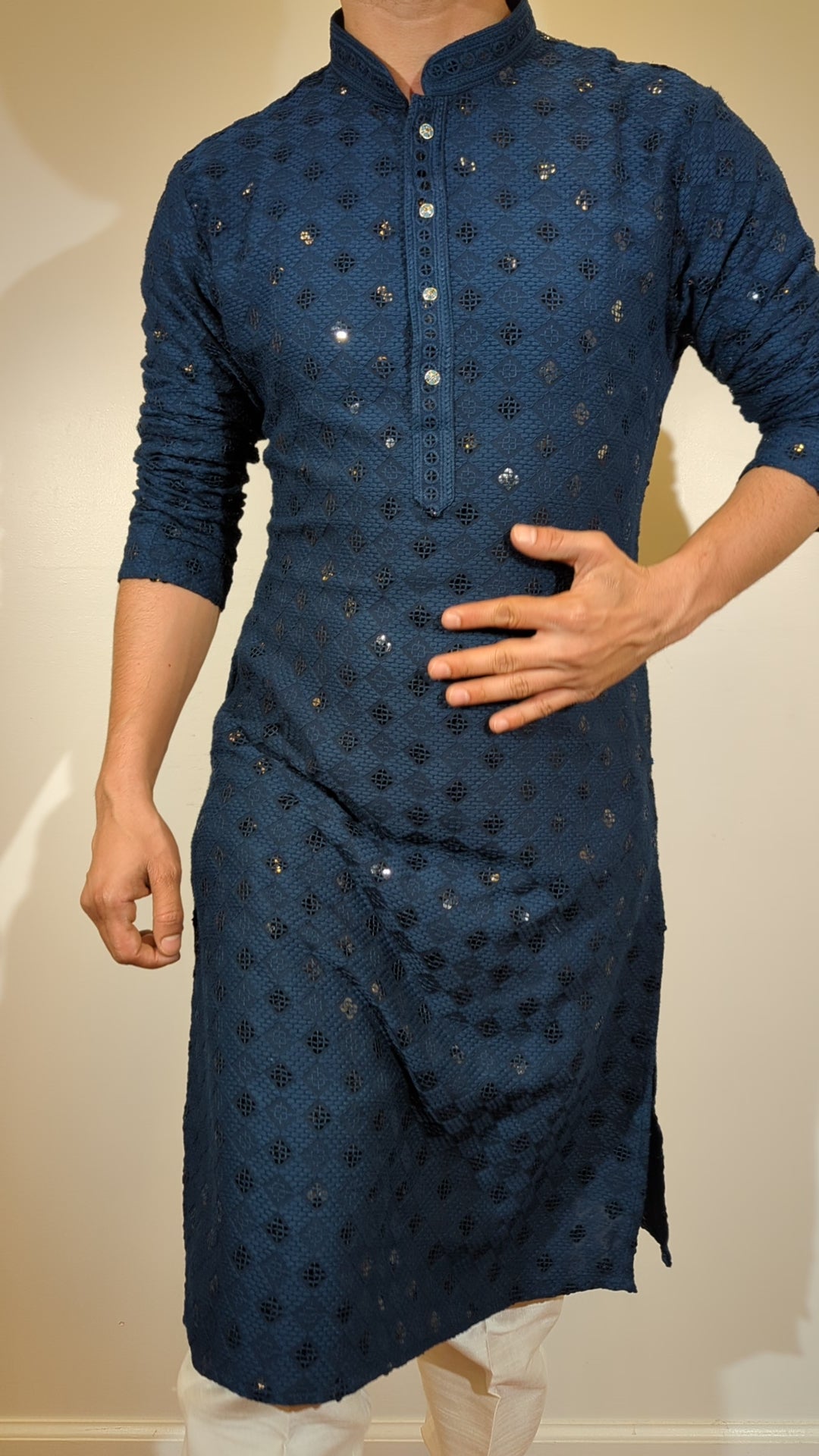 Dark Blue Chikan Kurta