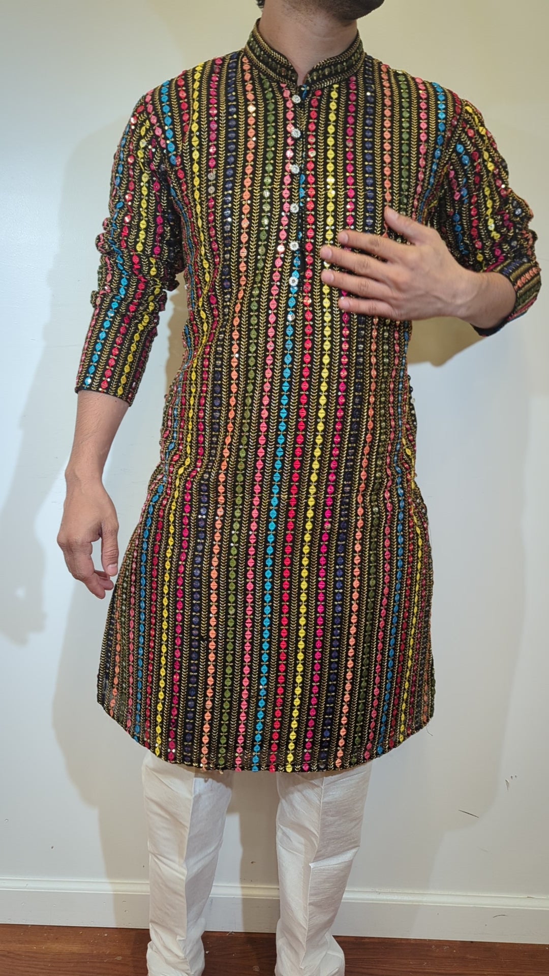 Black With Multicolor Kurta