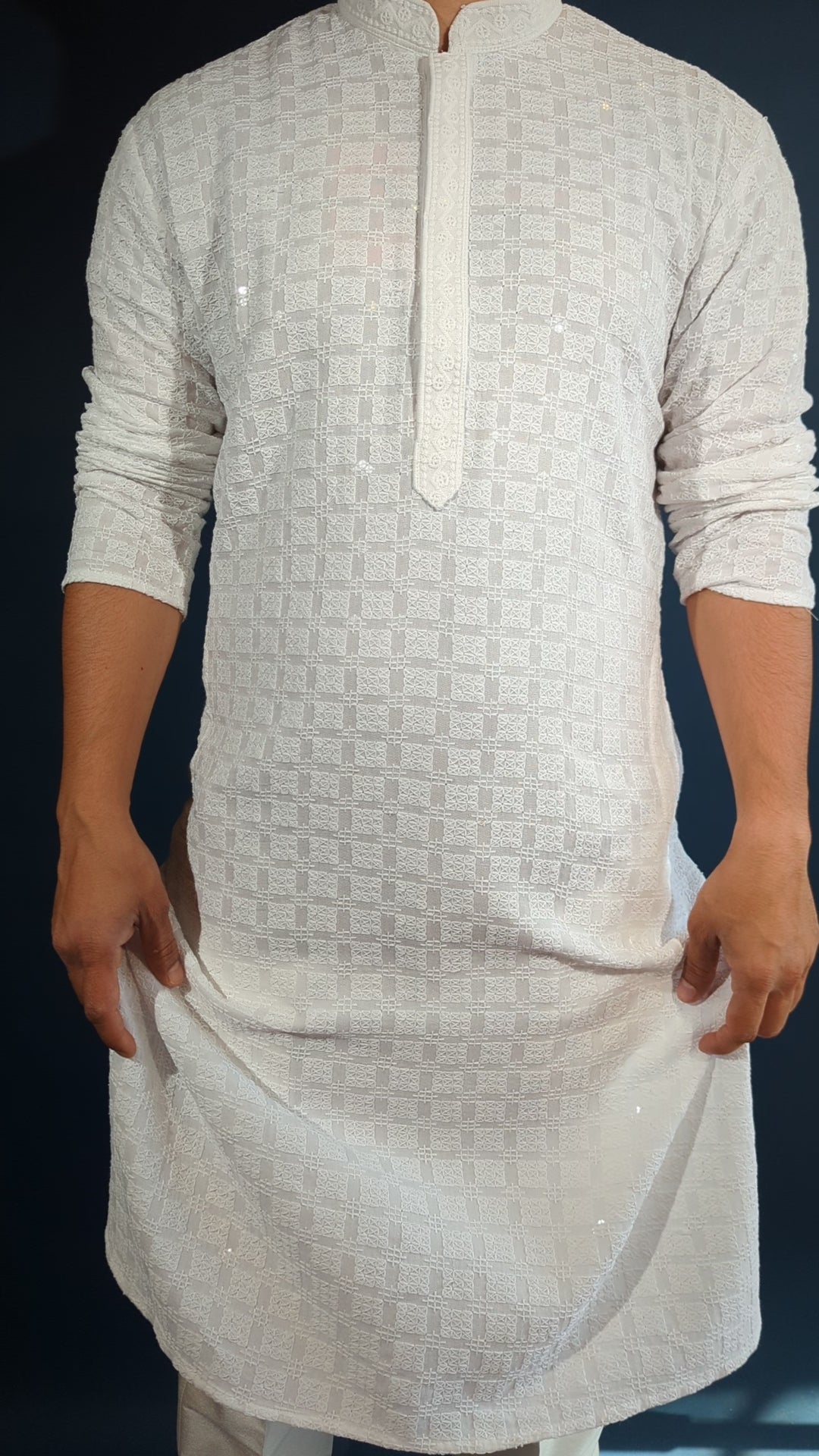 White Chikan Kurta Pajama