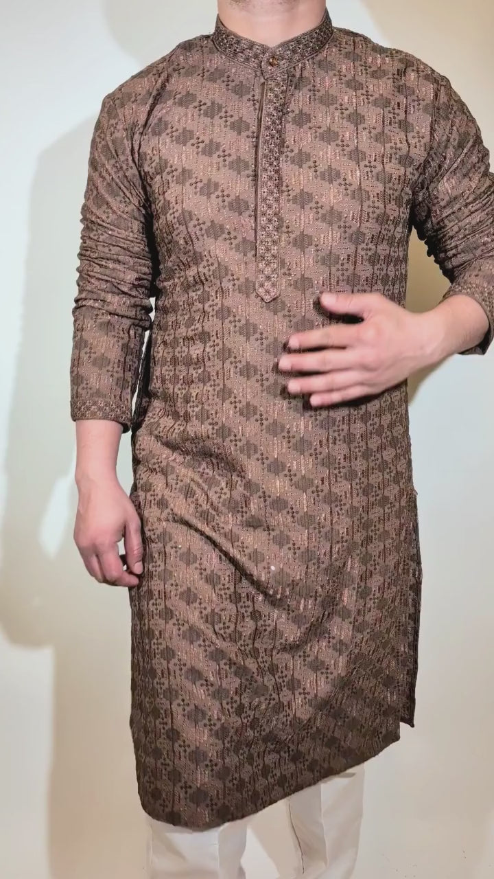 Brown Sequence Kurta