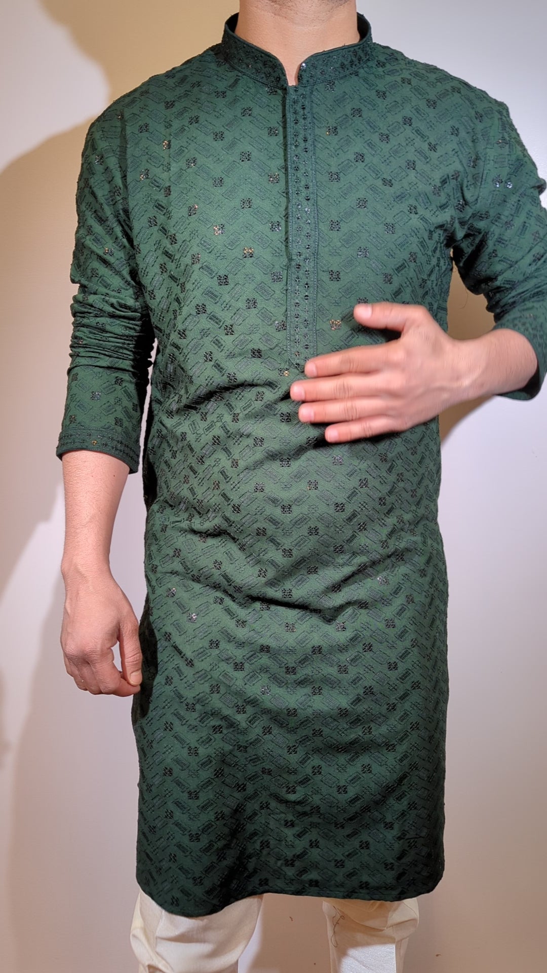 Dark Green Chikankari Kurta