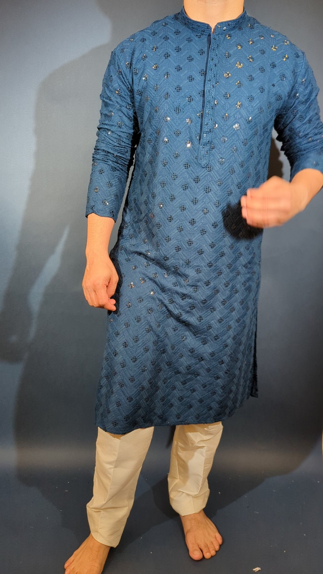 Teal Sequins Kurta
