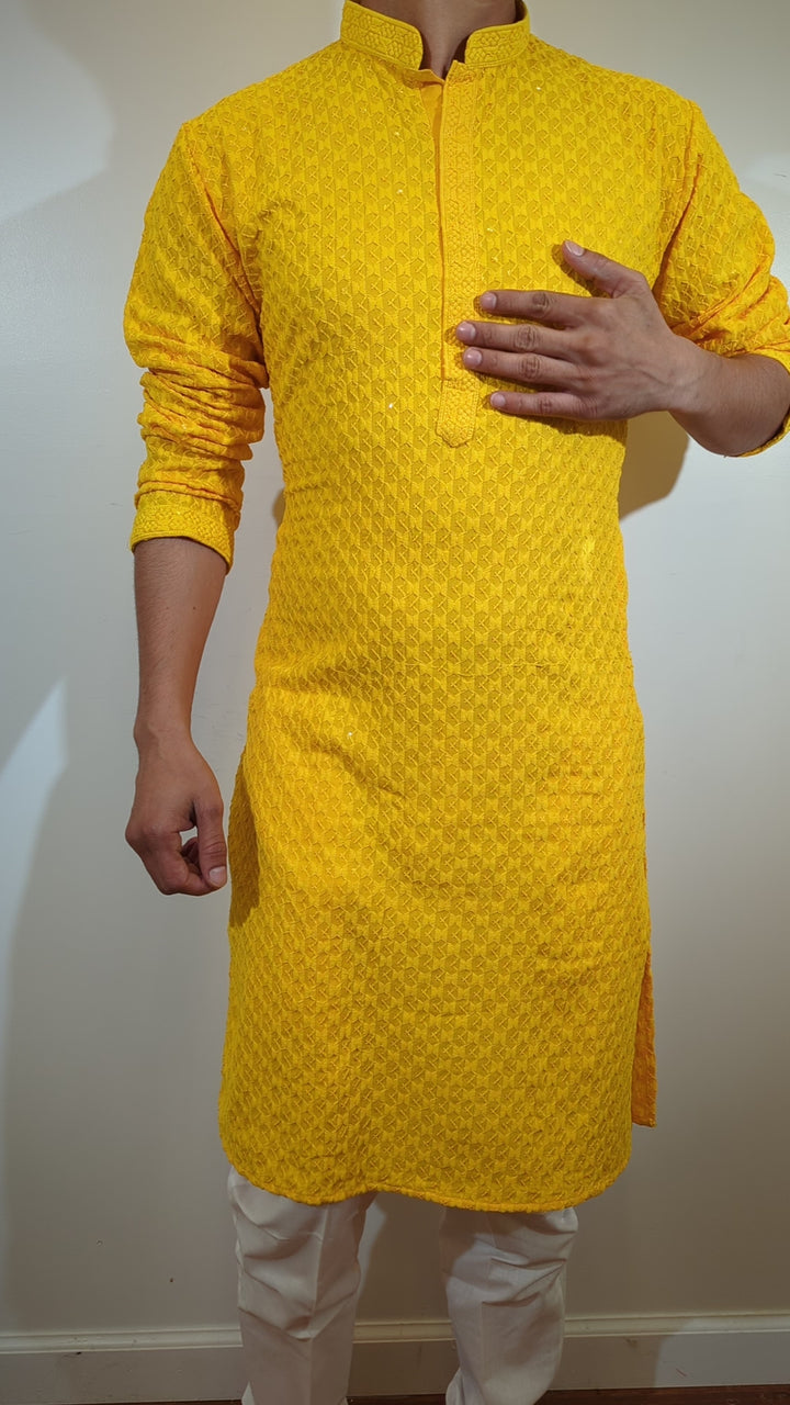 Yellow Chikankari Kurta