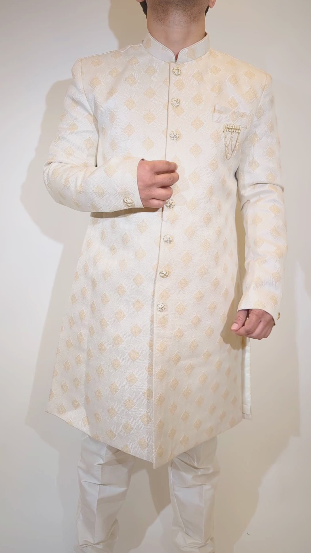 Golden Dimond Cream Sherwani