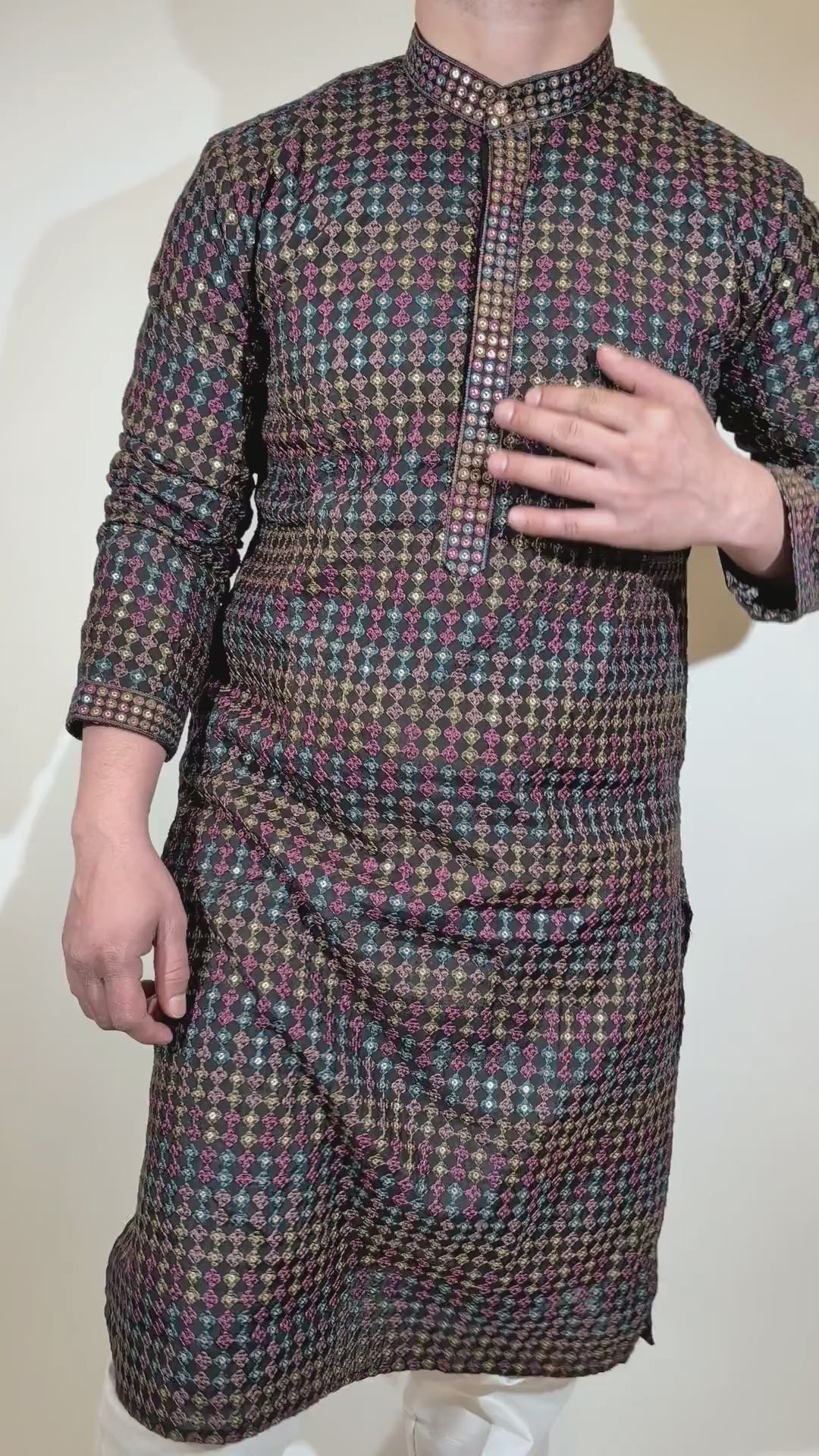 Black Muticolor Kurta