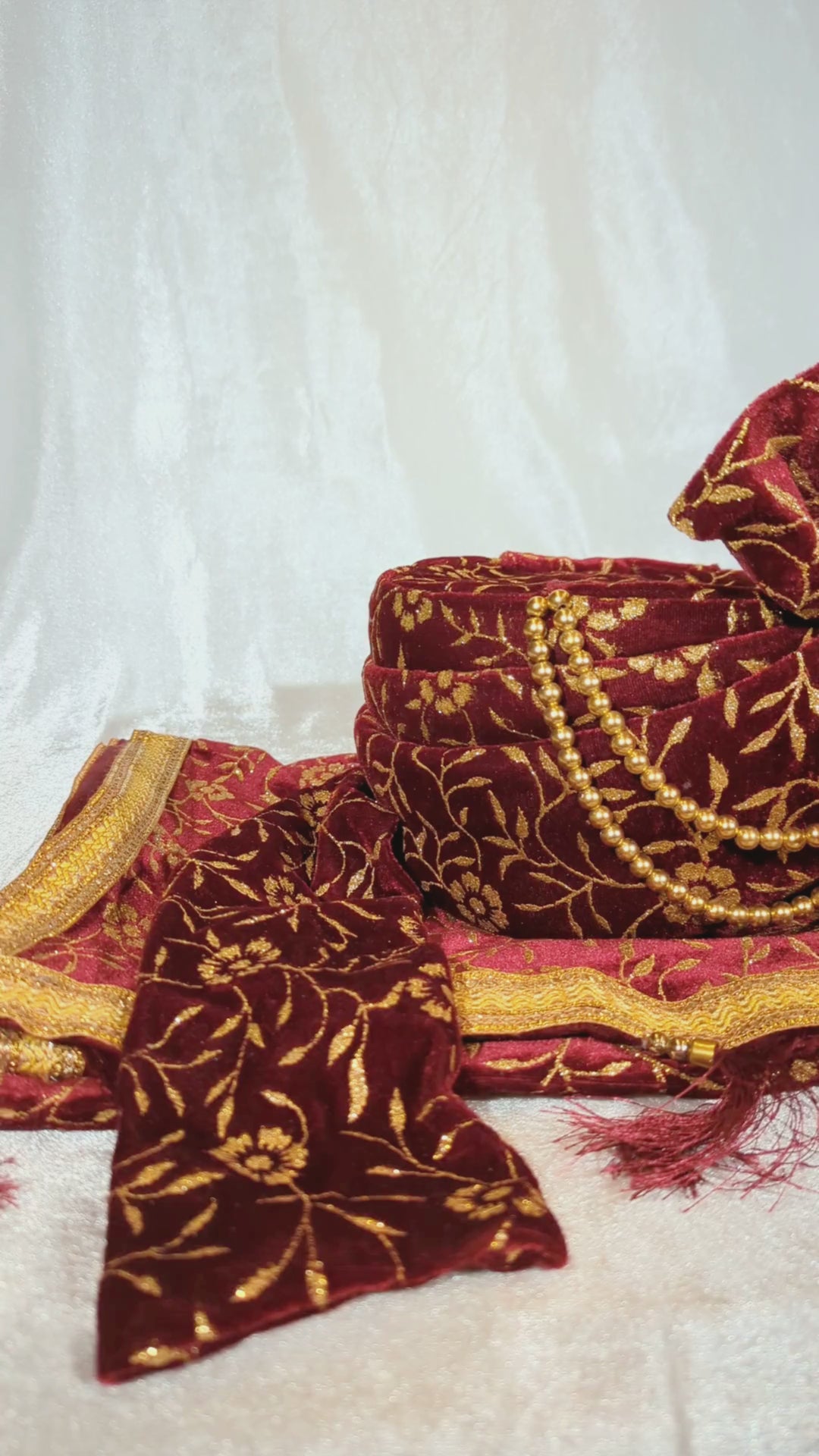 Maroon Pagdi and Shawl Set