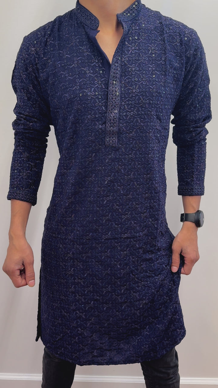 Navy Blue Fancy Kurta Pajama