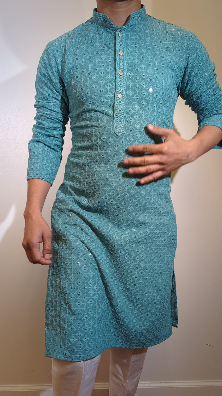 Pine Green Chikan Kurta