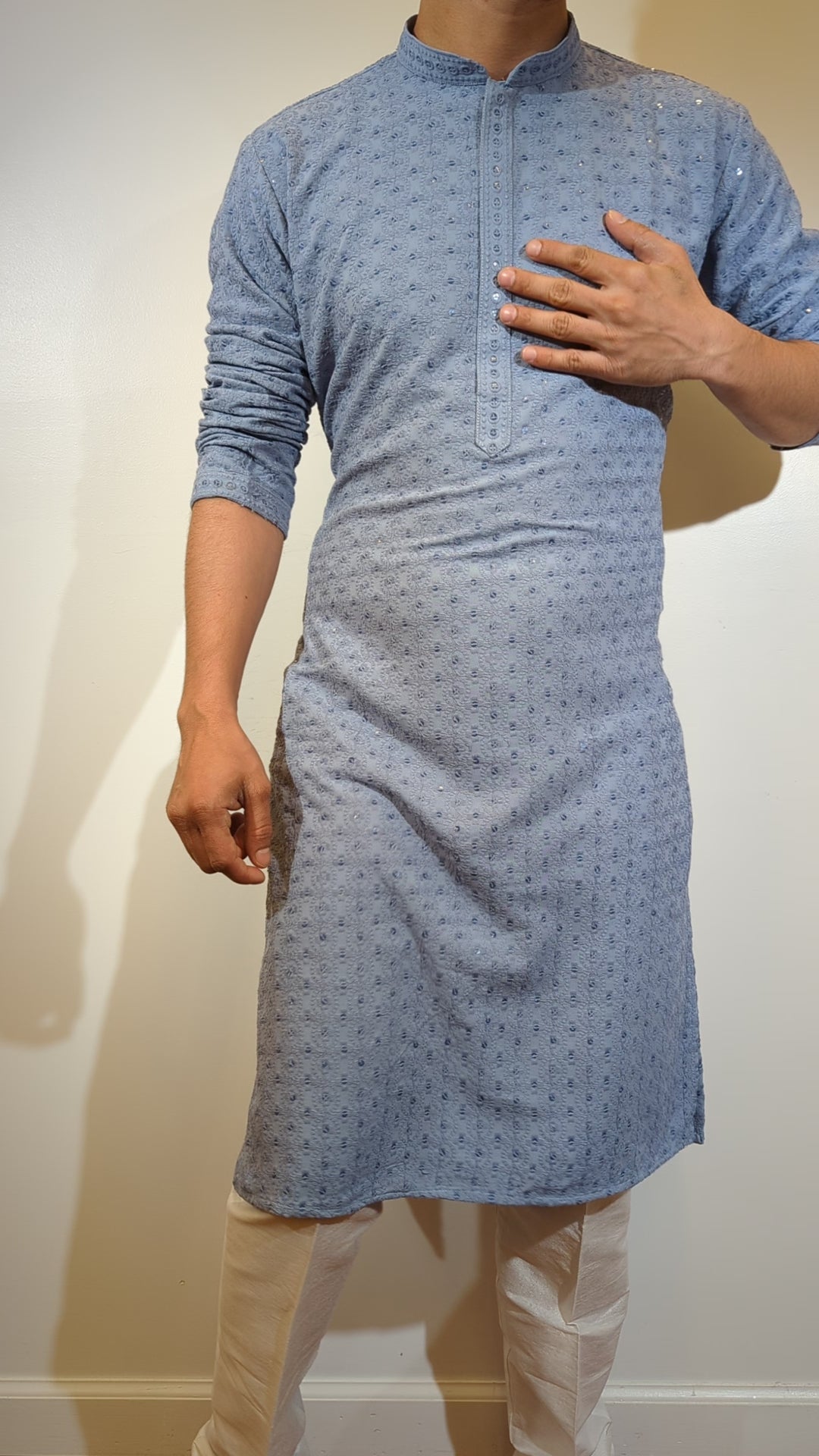 Light Blue Chikan Kurta