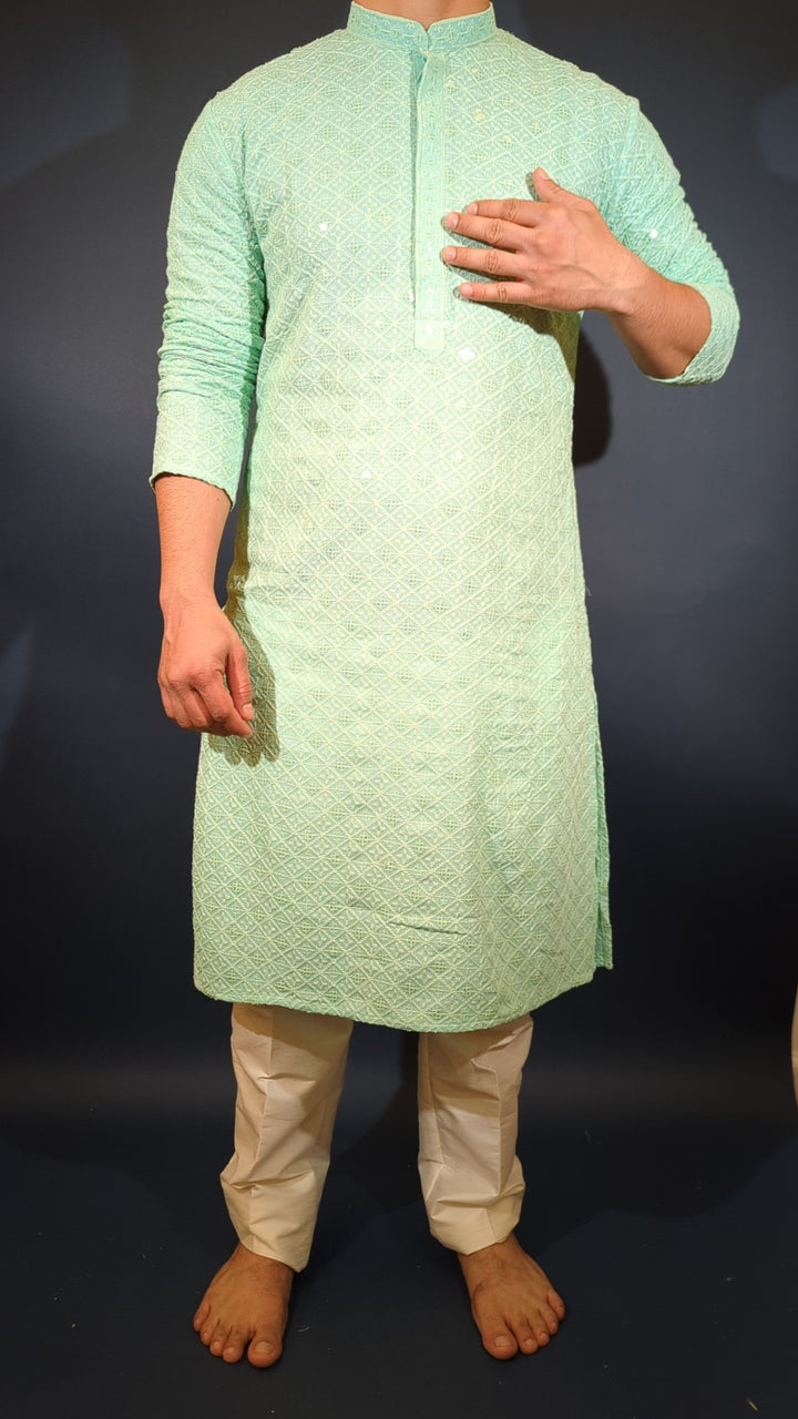 Light Aqua Sequins Kurta
