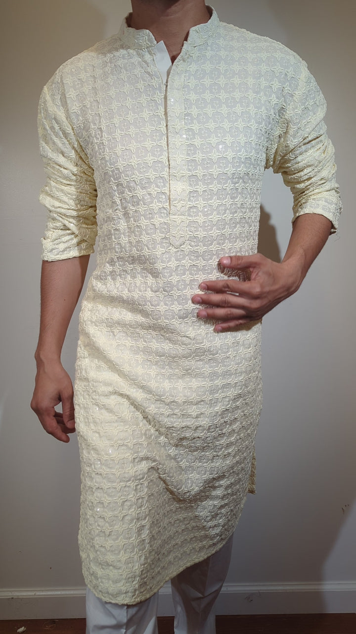 Cream Chikankari Kurta