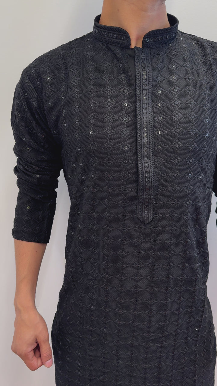 Black Chikankari Fancy Kurta