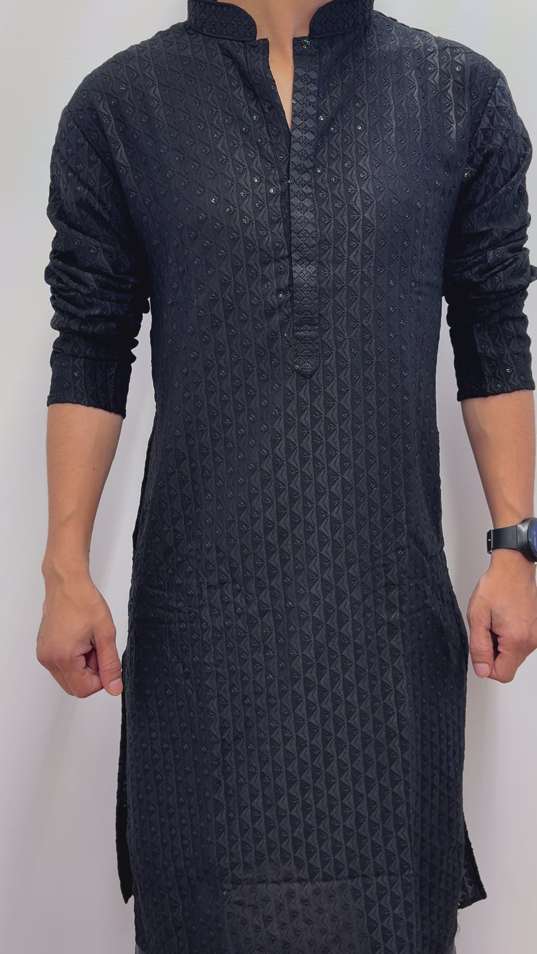 Black Kurta Triangles Pattern