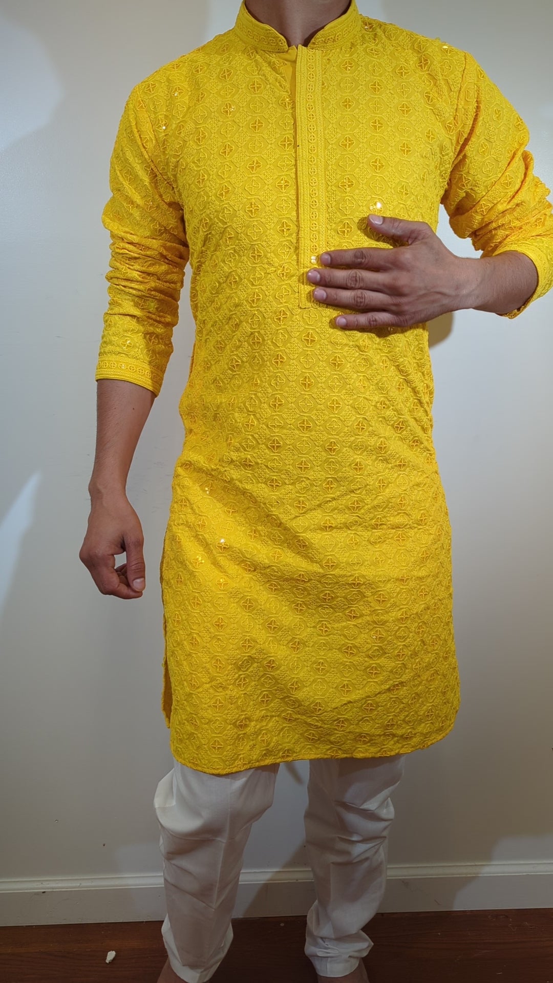 Light Yellow Chikan Kurta