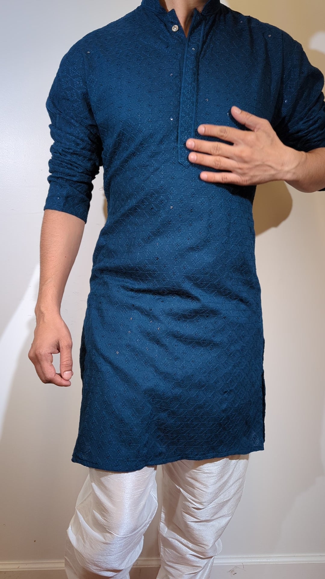 Dark Blue Chikan Kurta