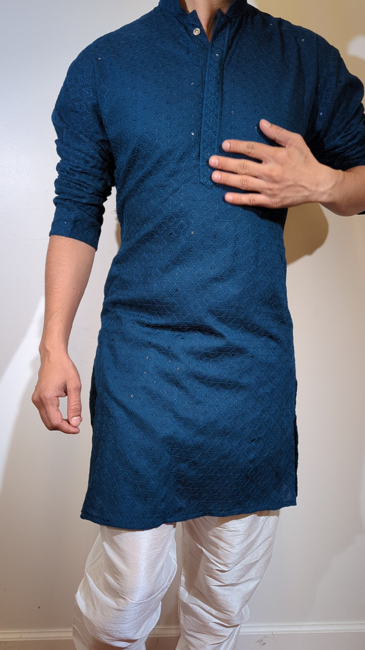 Dark Blue Chikan Kurta