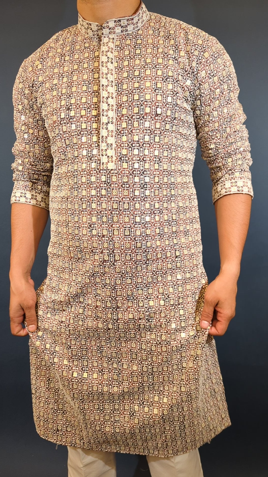 Black Brown Fancy Kurta