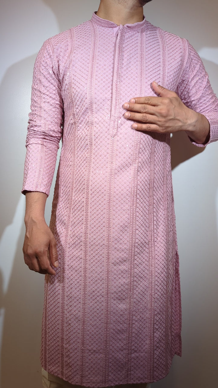 Light Pink Chikan Kurta