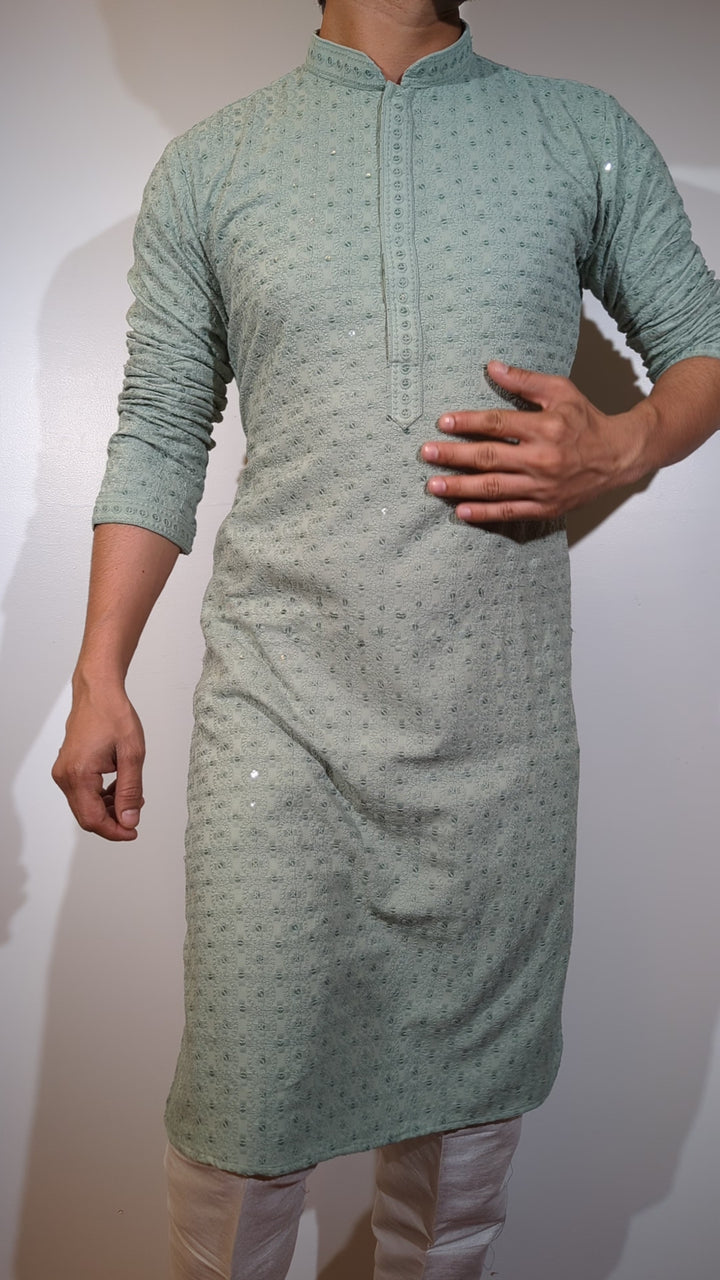 Mint Green Chikan Kurta