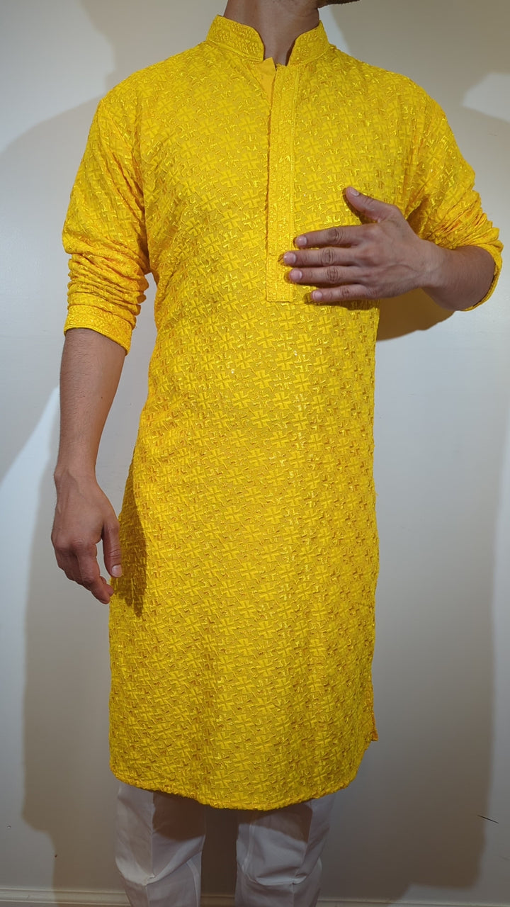 Yellow Chikan Kurta