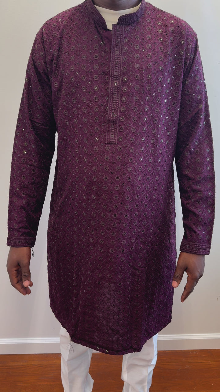 Dark Purple Chikan Kurta