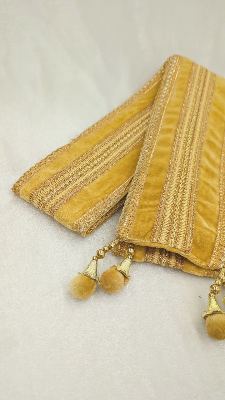 Men's Golden Velvet Shawl