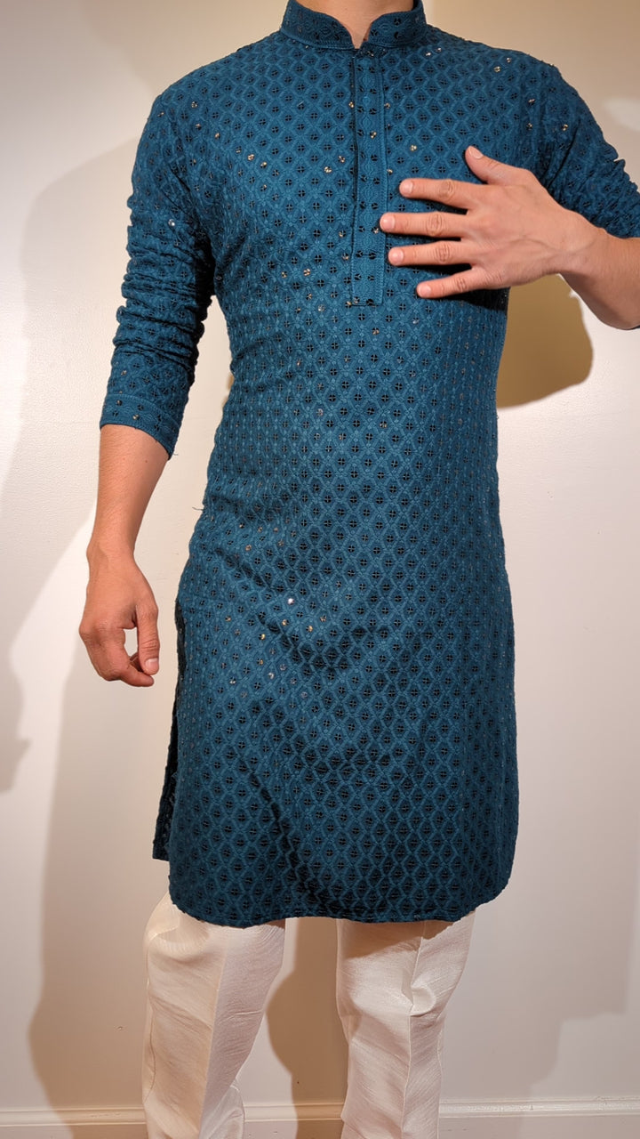 Dark Green Chikan Kurta