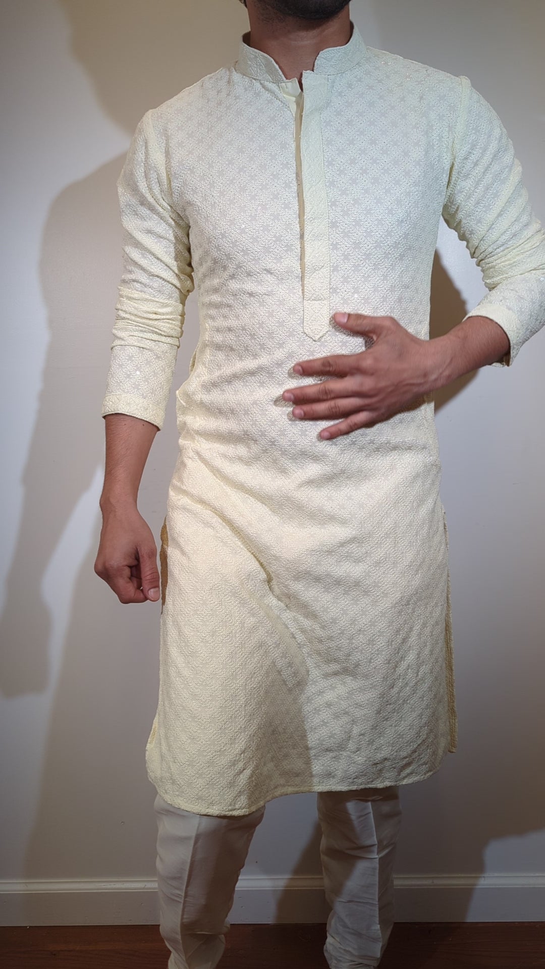 Cream Chikan Kurta