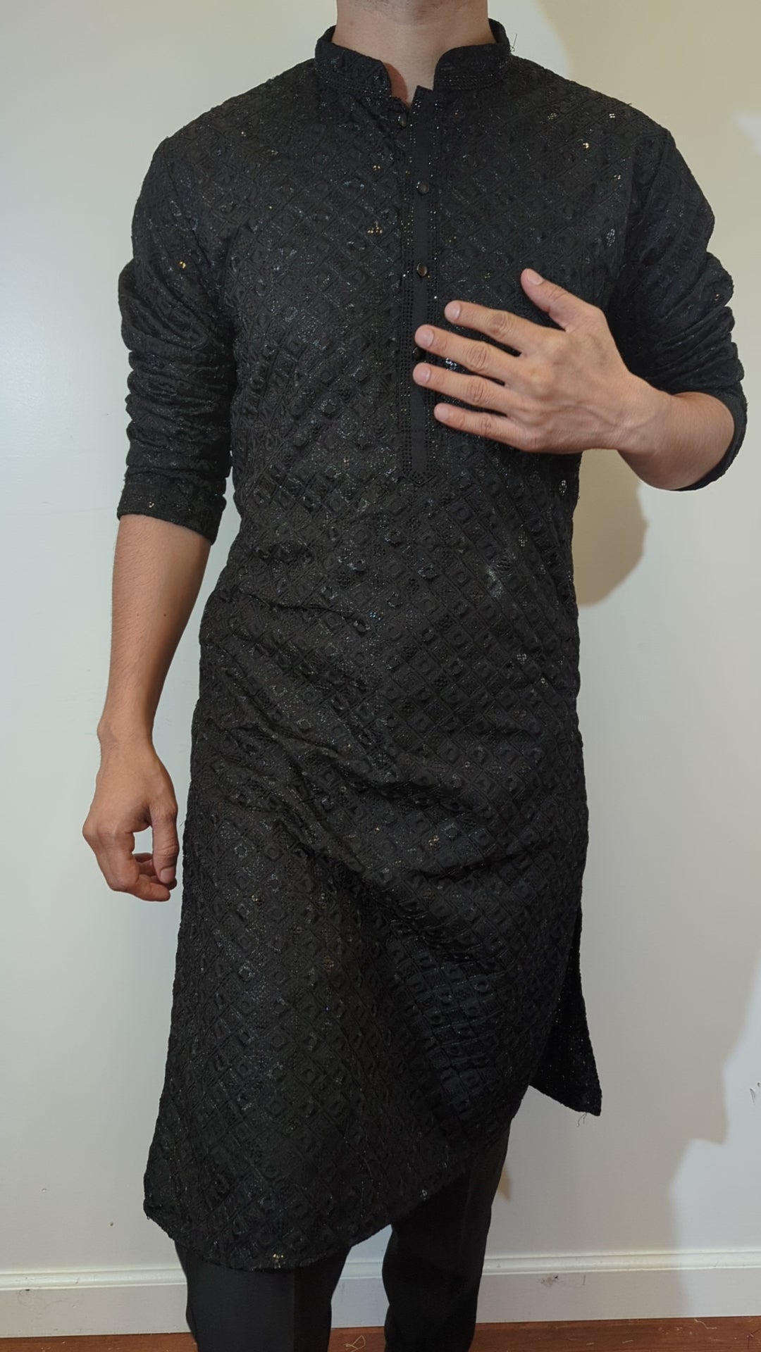 Black Chikankari Kurta