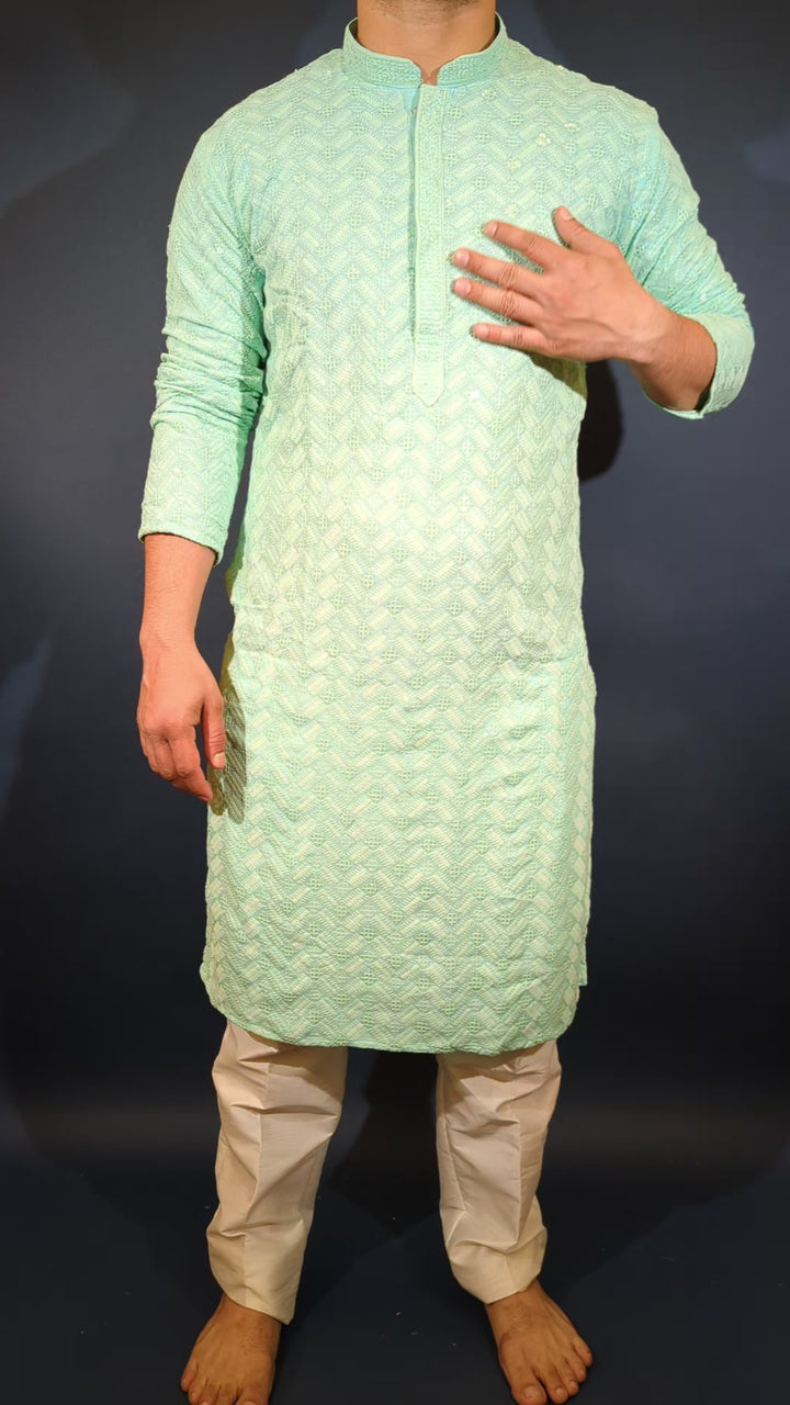 Light Aqua Sequins Kurta