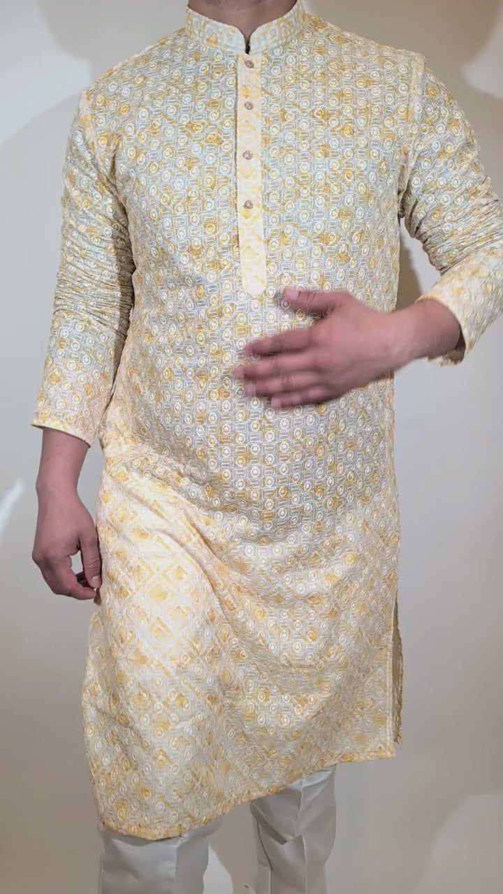 Light Yellow Sequence Kurta