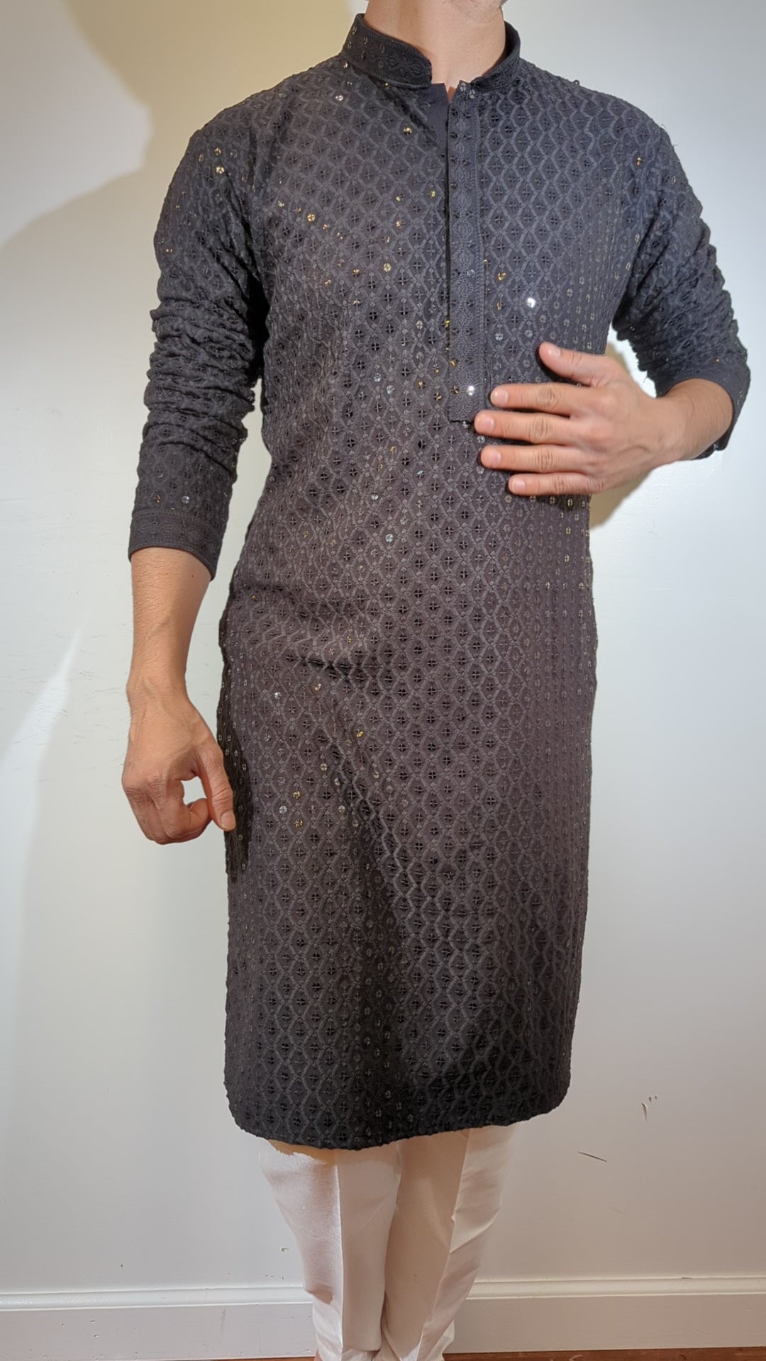 Black Chikankari Kurta