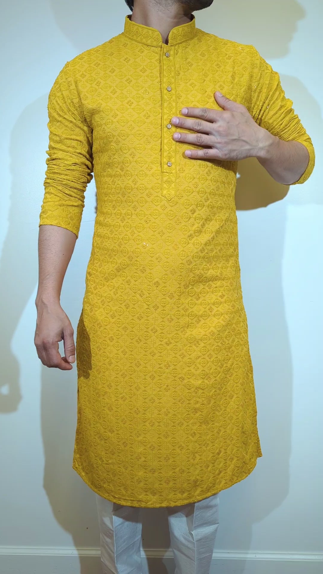 Mustard Chikankari Kurta