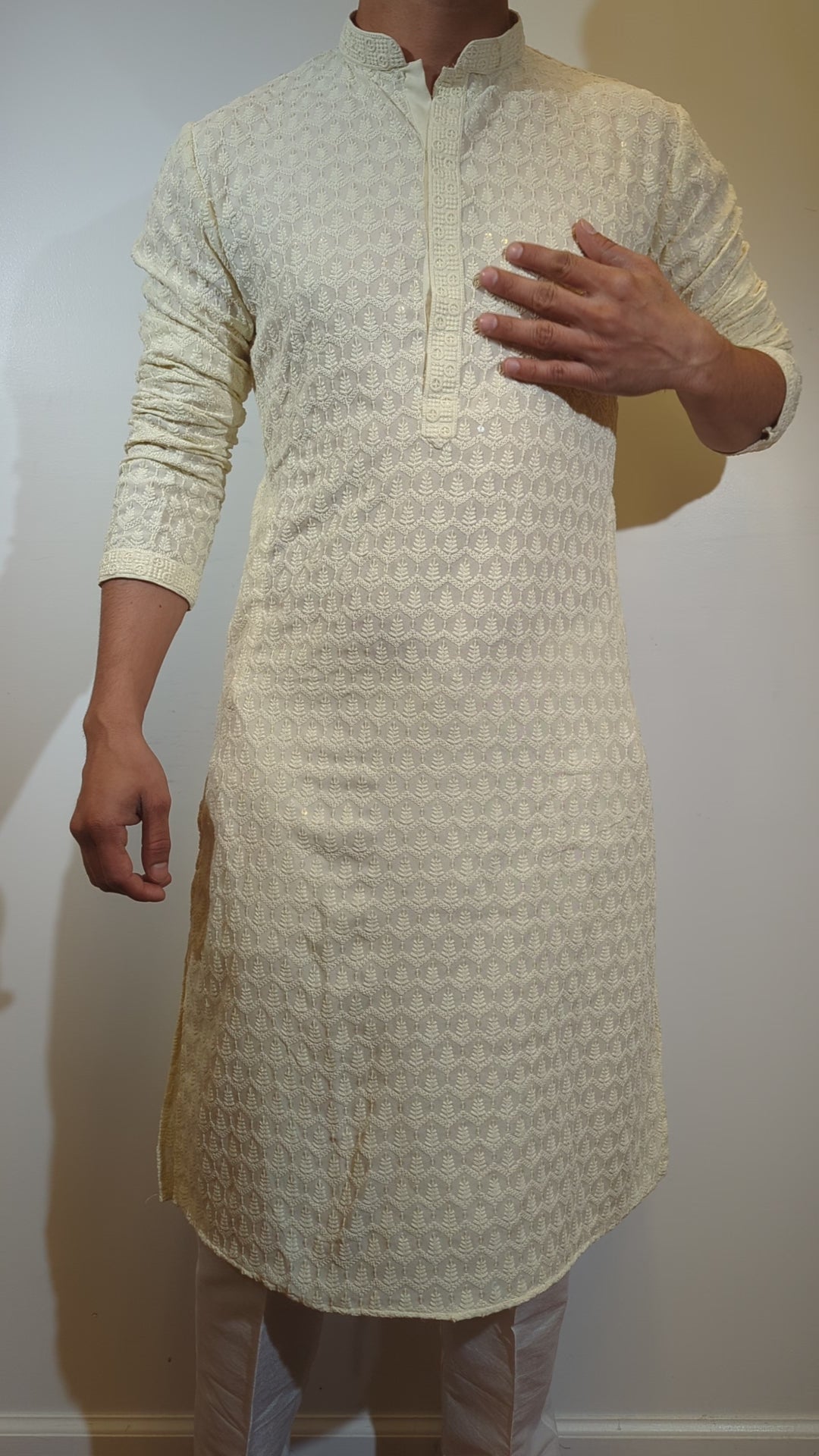 Cream Chikankari Kurta