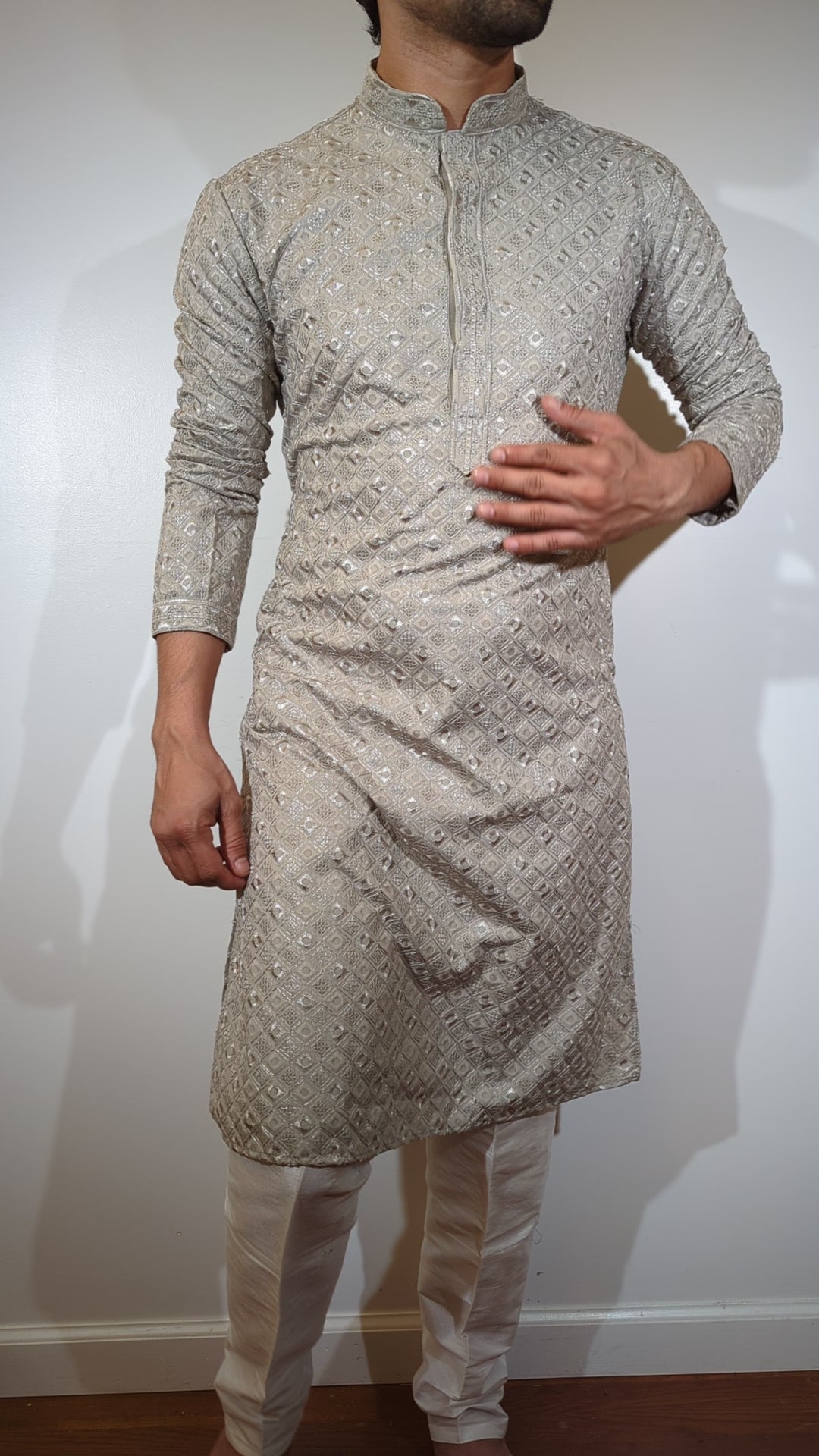 Grey Chikankari Kurta