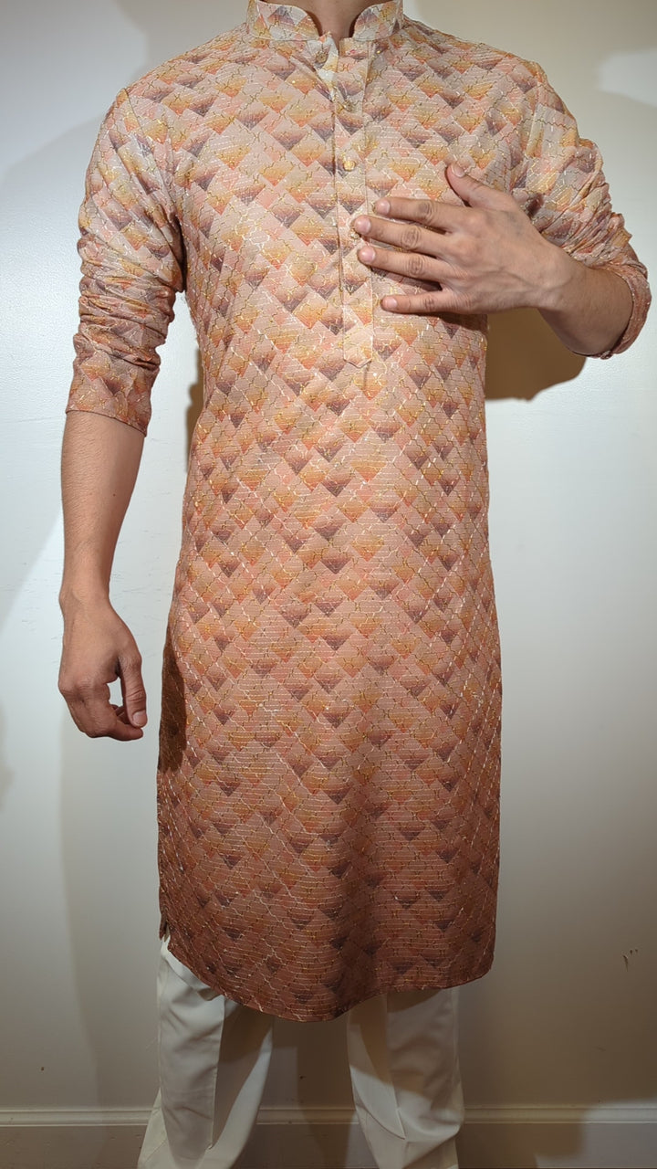 Multi Orange Fancy Kurta