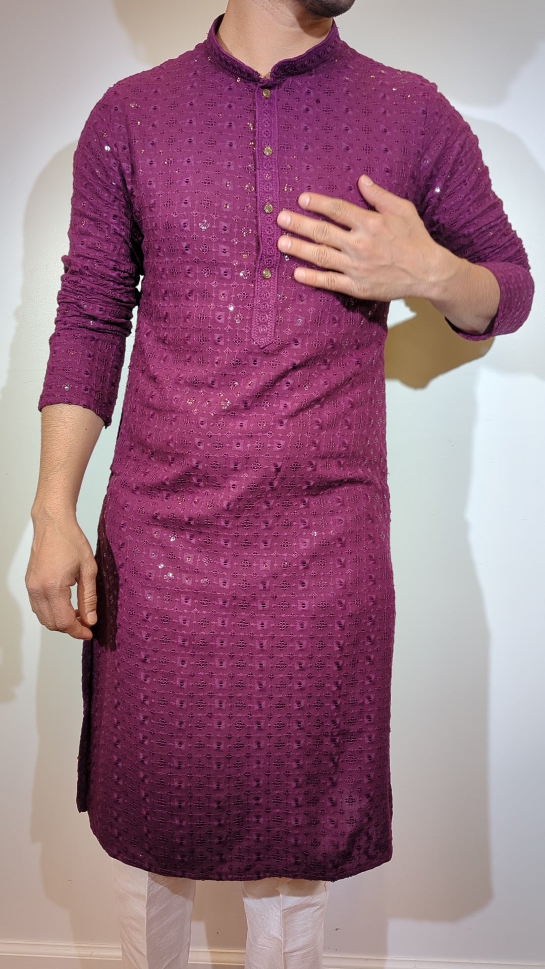 Purple Chikankari Kurta