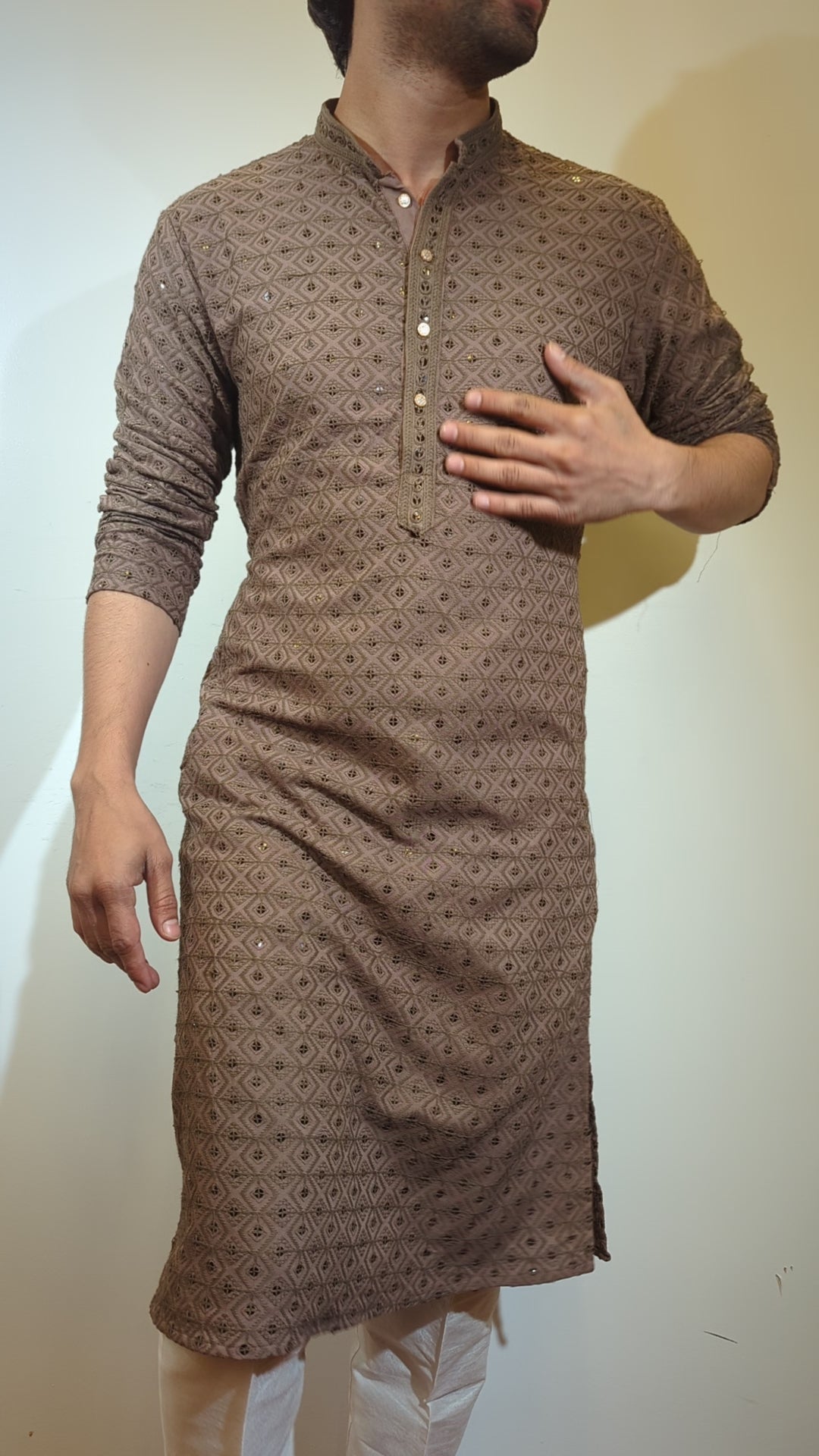 Brown Chikan Kurta