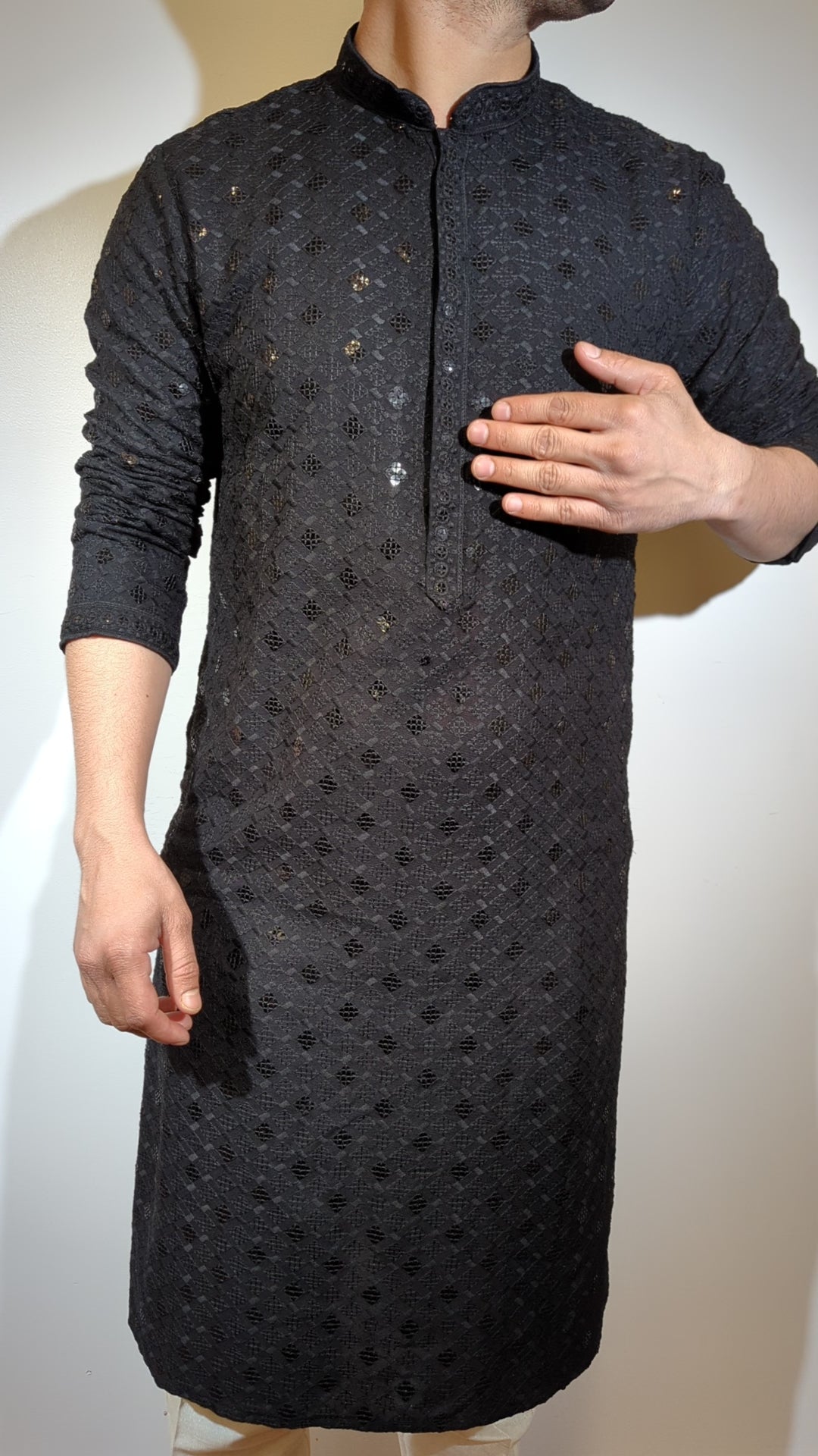 Black Chikankari Kurta